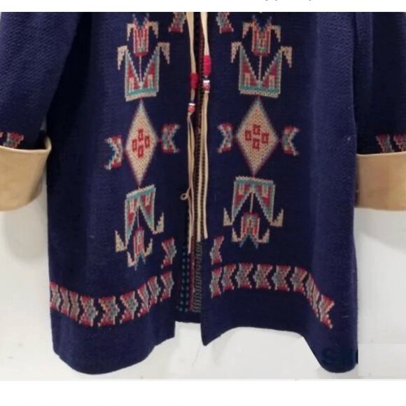 VTG Jean Sweet Original Knits USA Native Tribal Fringe Bead Coat Sweater Women L - Picture 3 of 7
